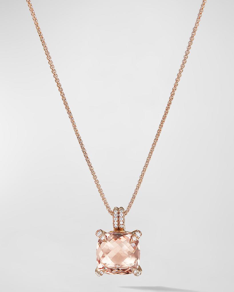 David Yurman Chatelaine Pendant Necklace with Gemstone and Diamonds in 18K Rose Gold, 11mm