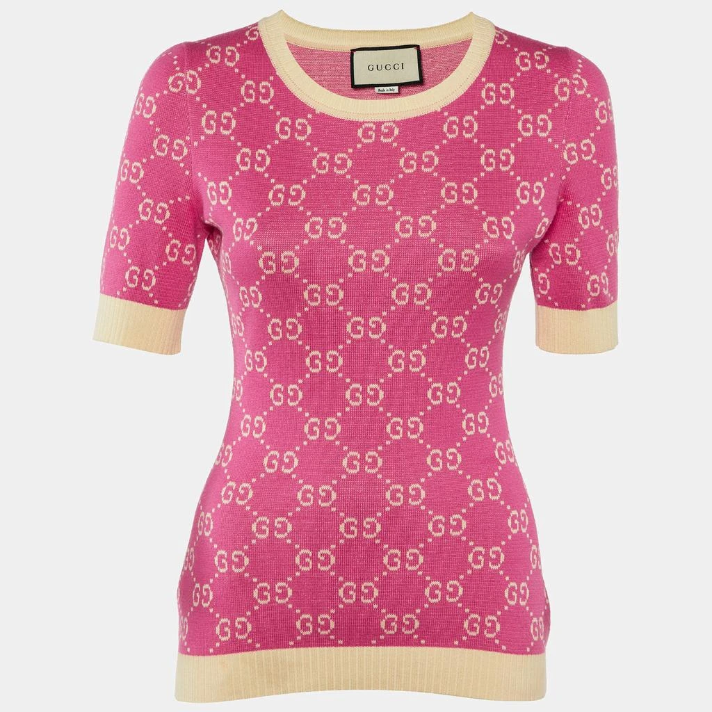 Gucci Gucci Pink GG Jacquard Knit Crew Neck Jumper S 1