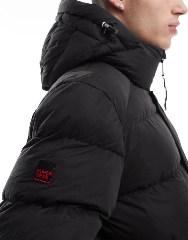 Superdry Superdry Hooded microfibre sport puffer jacket in black 2