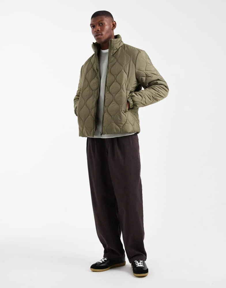 New Look New Look quilted puffer jacket in light khaki 2