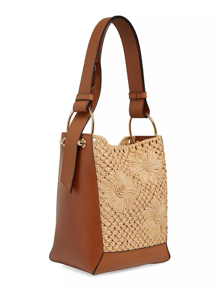 Strathberry Medium Lana Floral-Detailed Raffia & Leather Shoulder Bag