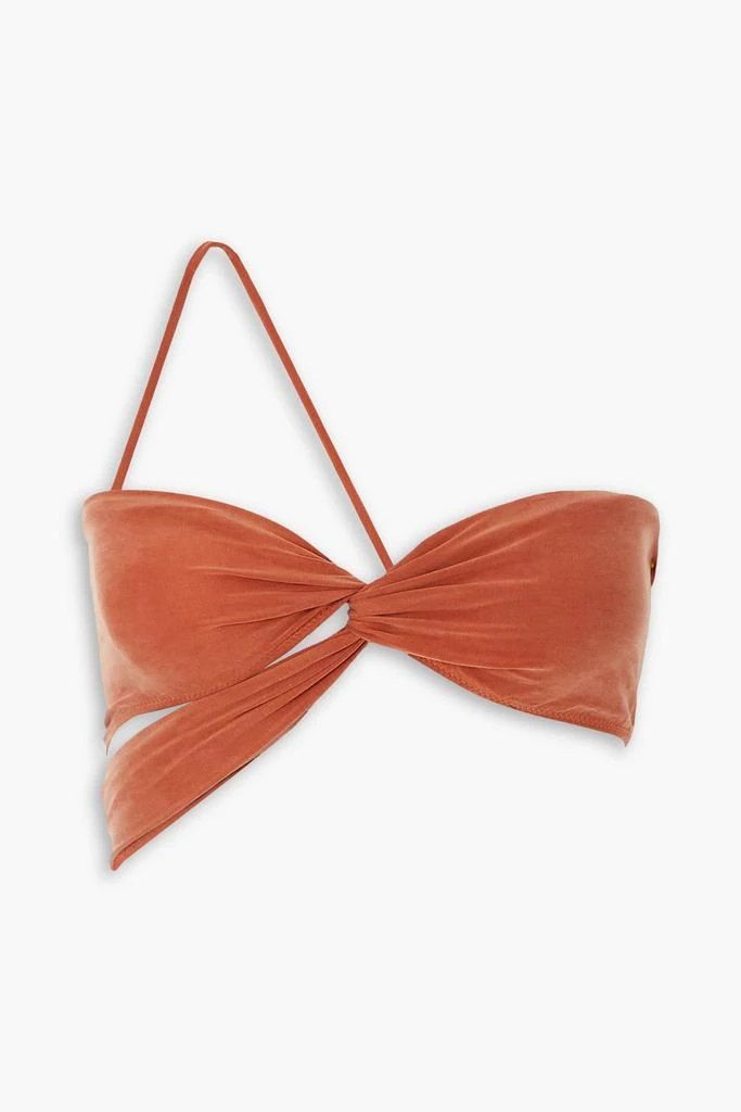 Jacquemus Espelho cropped asymmetric stretch-jersey bandeau top 1