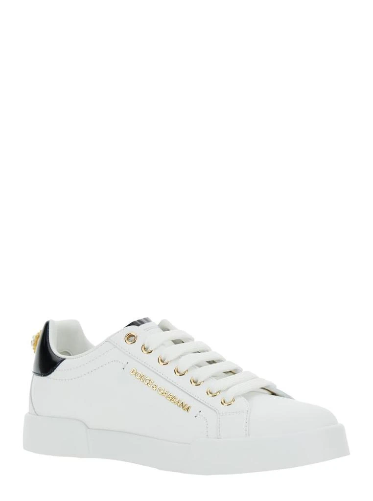 Dolce & Gabbana White Low Top Sneakers With Logo Lettering On The Tongue And Logo Detail On The Heel In Leather Woman 2