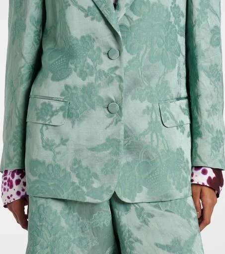 Dries Van Noten Linen-blend jacquard blazer 5