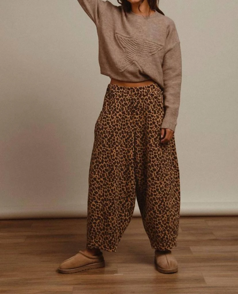 BiBi Bibi - Lorraine Washed Leopard Denim Mid RIse Barrel Pants 1