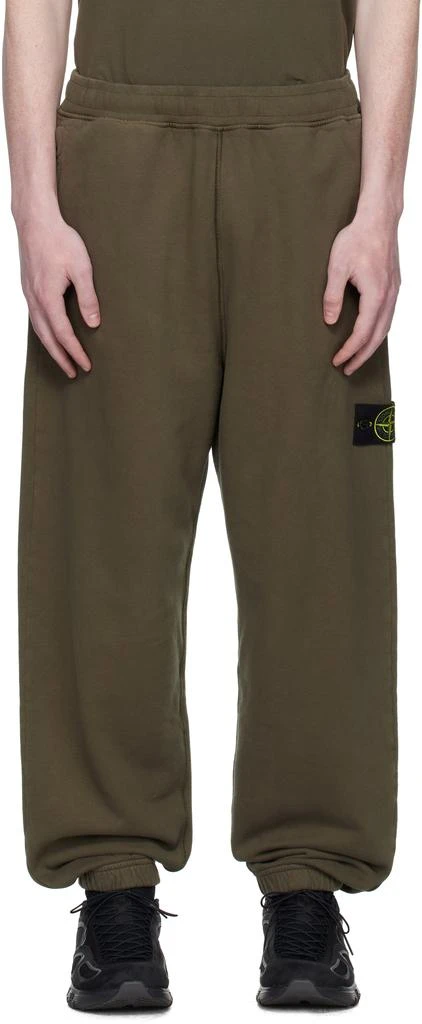 Stone Island Khaki 6200004 Brushed Organic Cotton Fleece Sweatpants 1