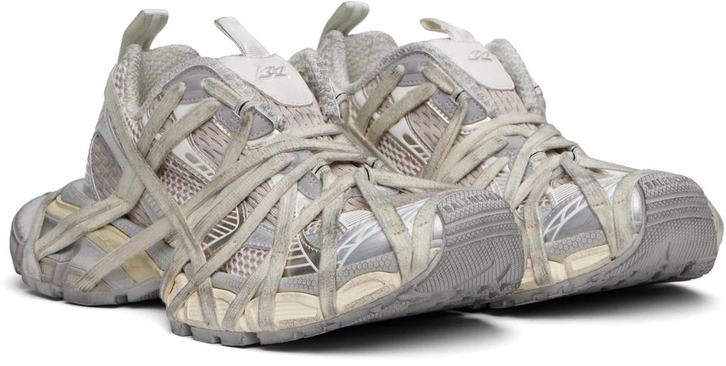 Balenciaga Gray & Off-White 3XL Fishnet Sneakers 4
