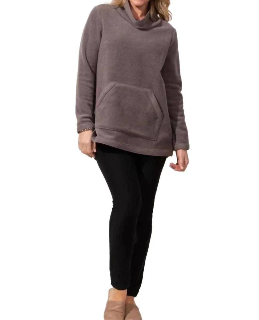 ESCAPE BY HABITAT Cowl Neck Fleece Pullover In Earth 1