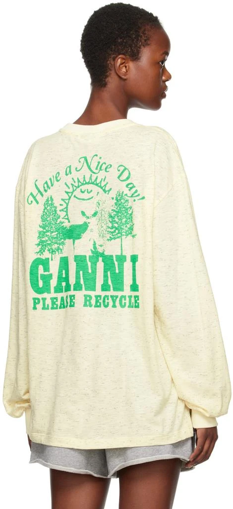 Ganni Yellow Printed Long Sleeve T-Shirt 3