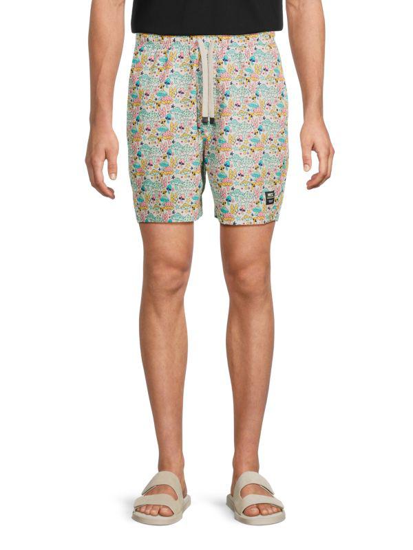 WeSC Austin Retro-Print Drawstring Shorts