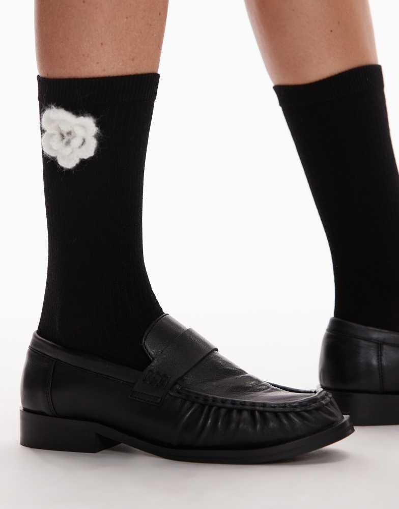 & Other Stories & Other Stories socks with white crochet flower in black