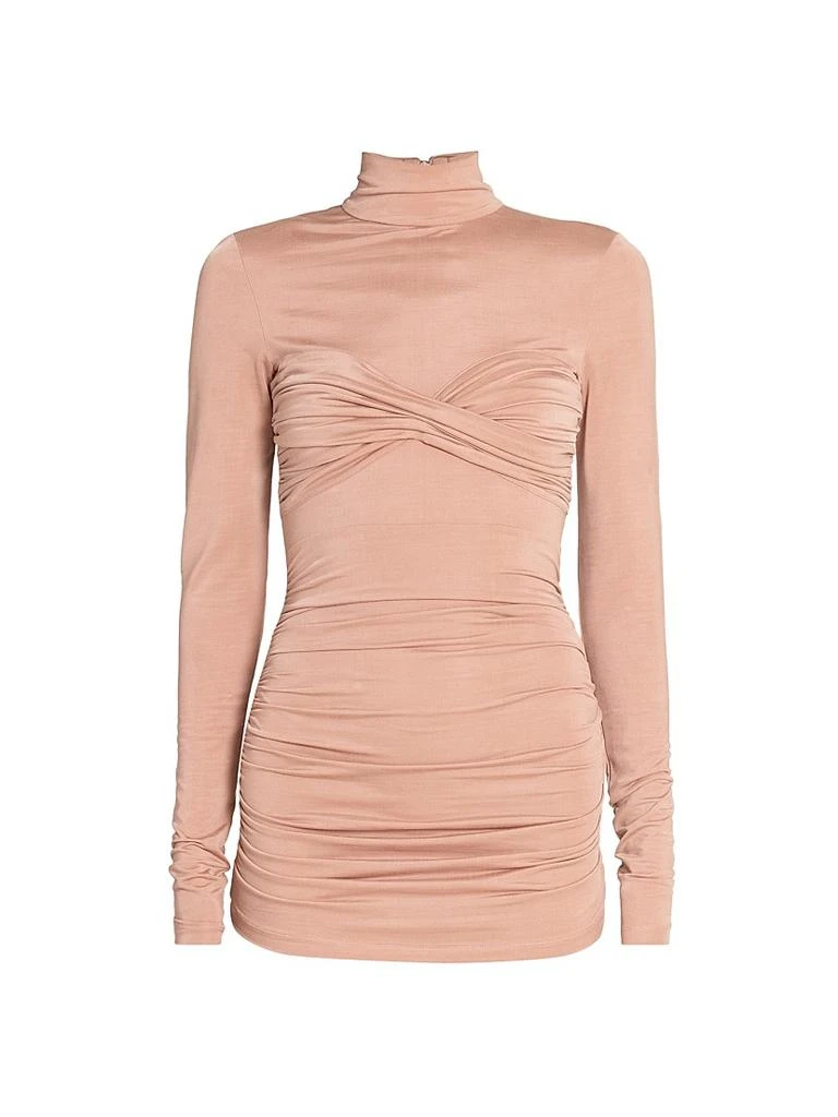 Balmain Ruched Long-Sleeve Stretch-Jersey Top 1
