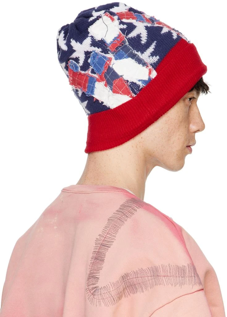 Who Decides War Red & Blue Window Skully Beanie 3