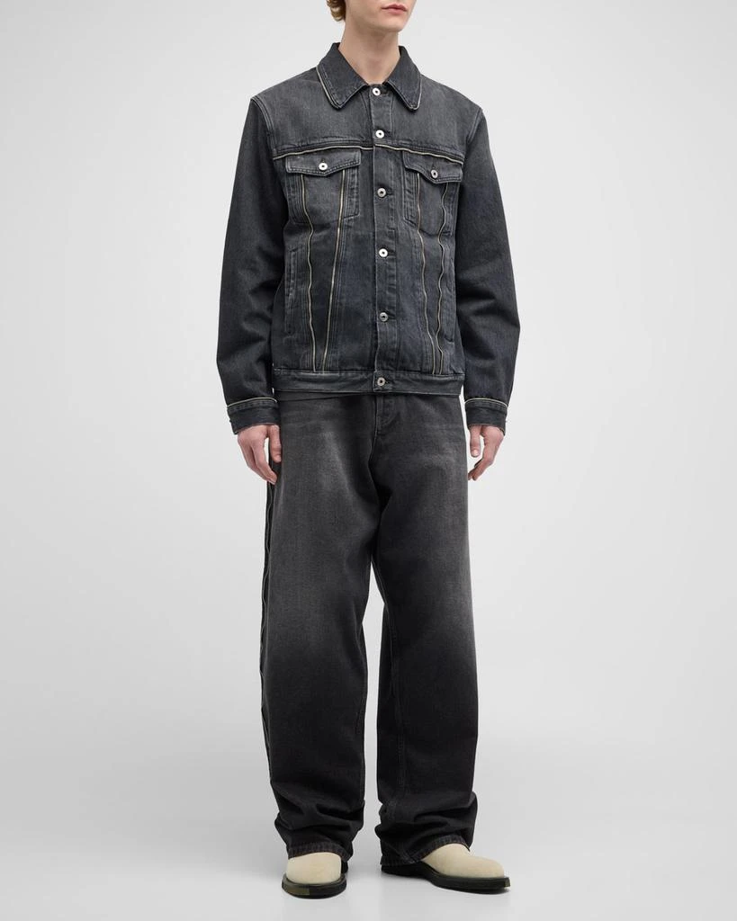Off-White Men's Arrow Zipper-Trim Denim Jacket 2