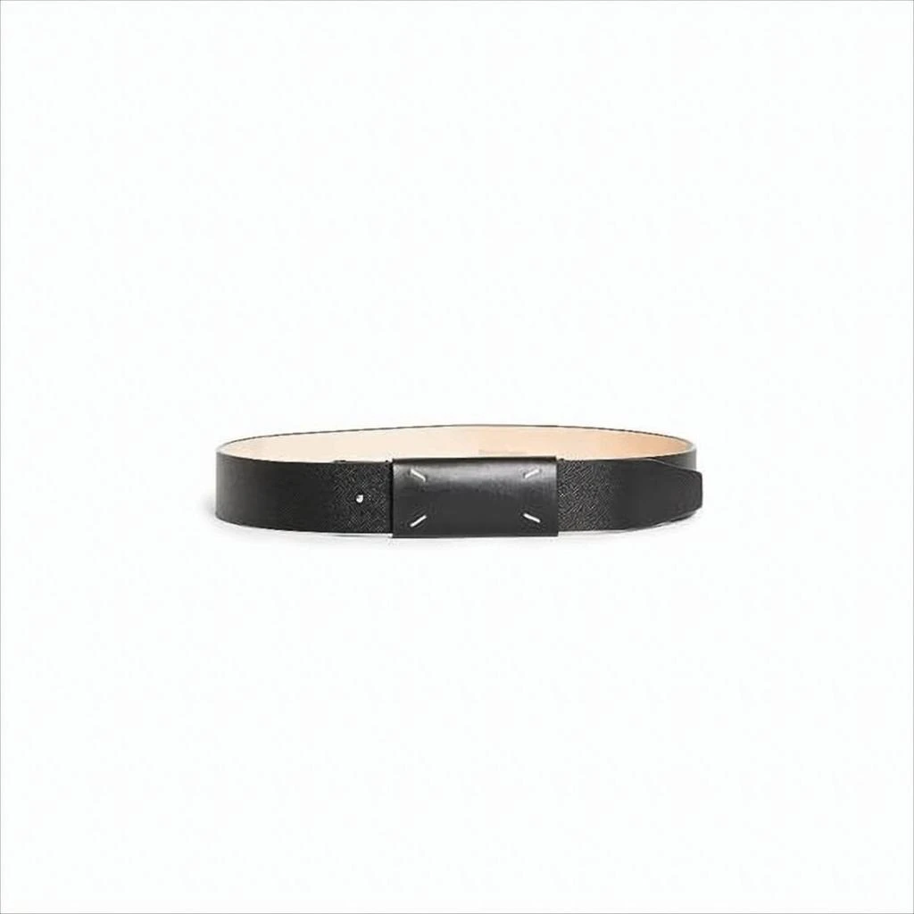MAISON MARGIELA Rectangular Buckle Leather Belt With Textured Finish