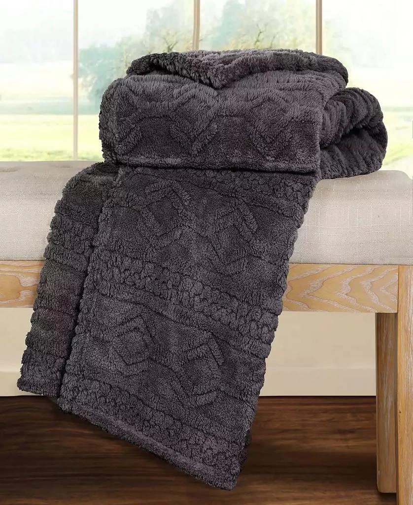 Superior Boho Knit Jacquard Fleece Plush Fluffy Blanket 4