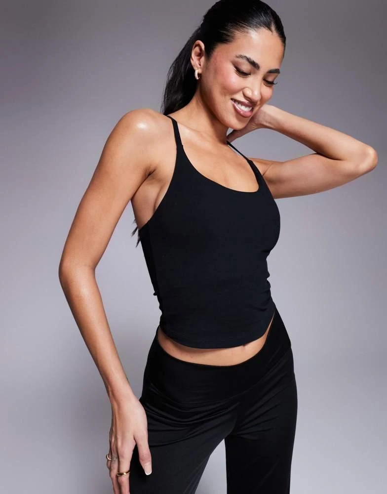 ASOS 4505 Icon soft touch yoga cami crop top with inner bra in black 1