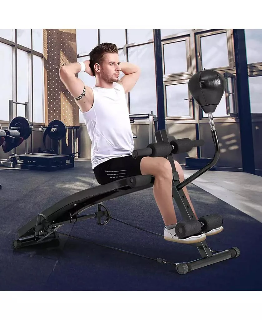 Costway Adjustable Decline Sit-Up Bench for Home Gym with Speed Ball and Resistance Bands 5