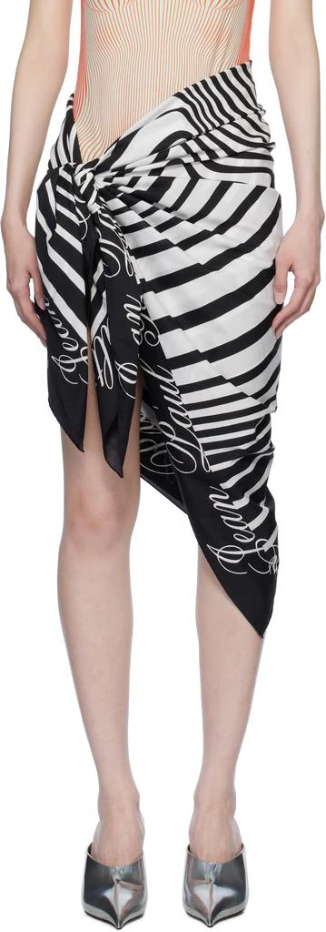 Jean Paul Gaultier White & Black 'The Pinstripes Body Morphing' Sarong Cover-Up 1