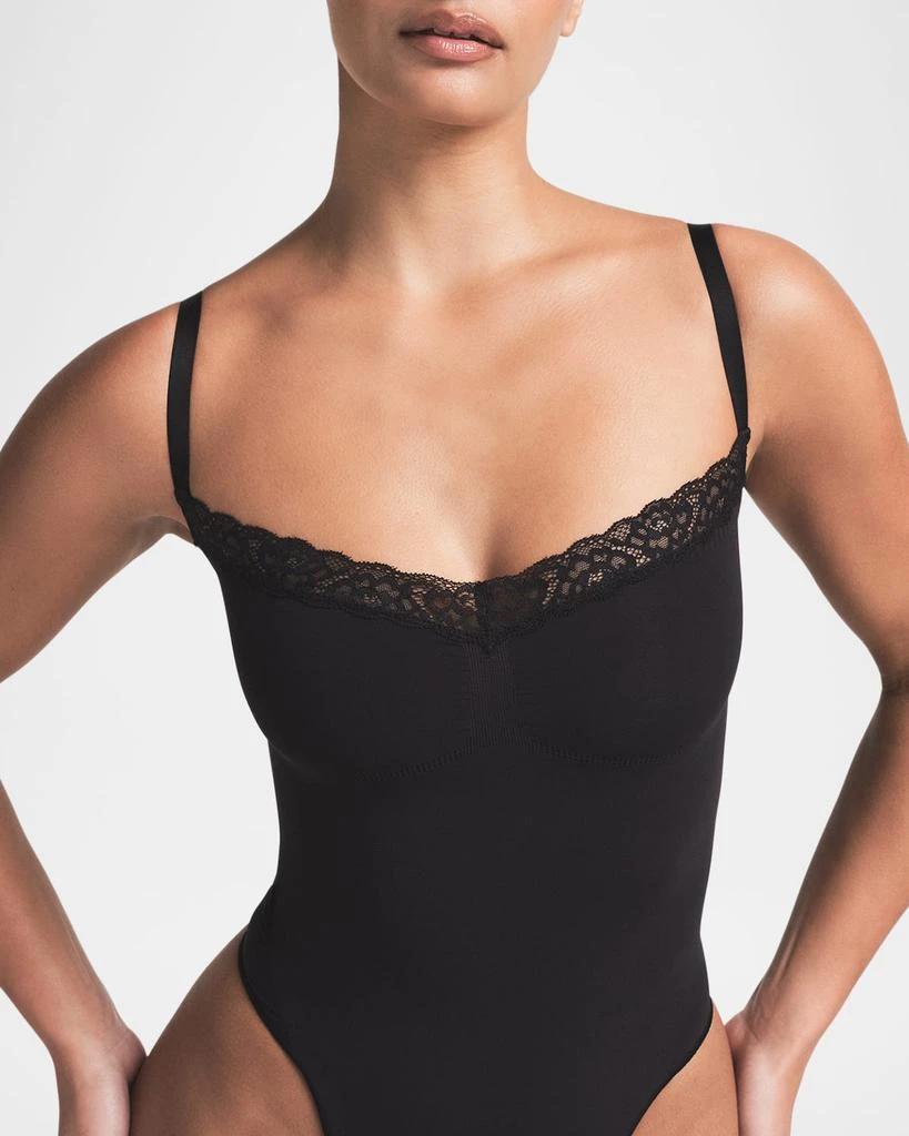 SKIMS Seamless Sculpt Lace-Trim Thong Bodysuit 4