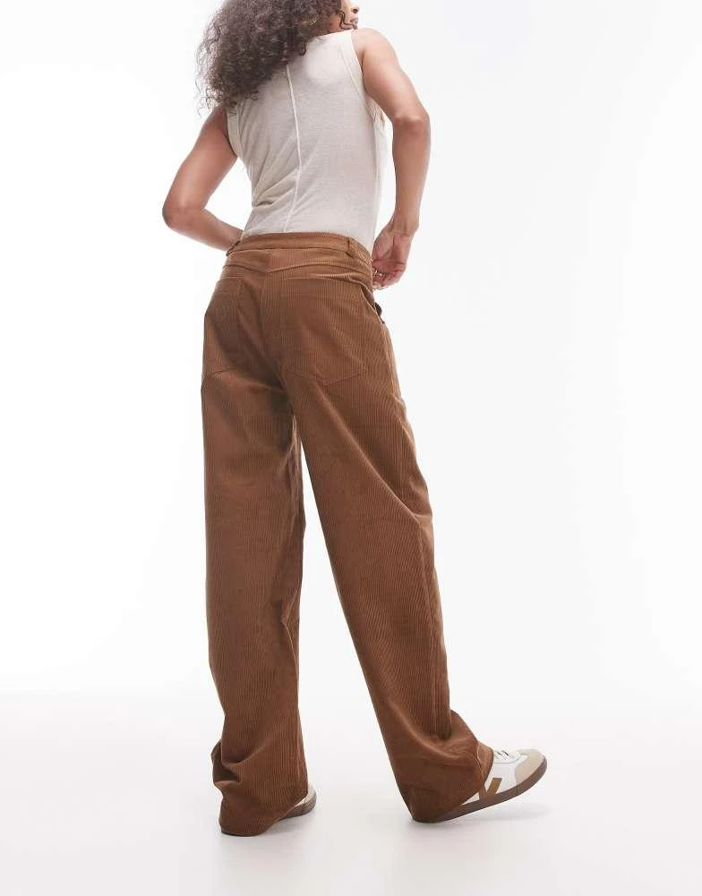 Topshop Topshop relaxed fit tailored corduroy trousers in brown 4