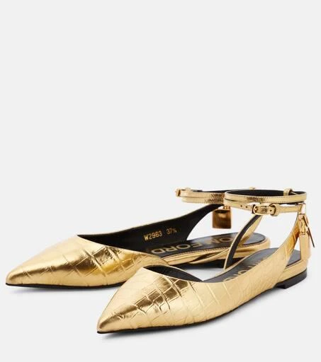 Tom Ford Padlock croc-effect ballet flats 5