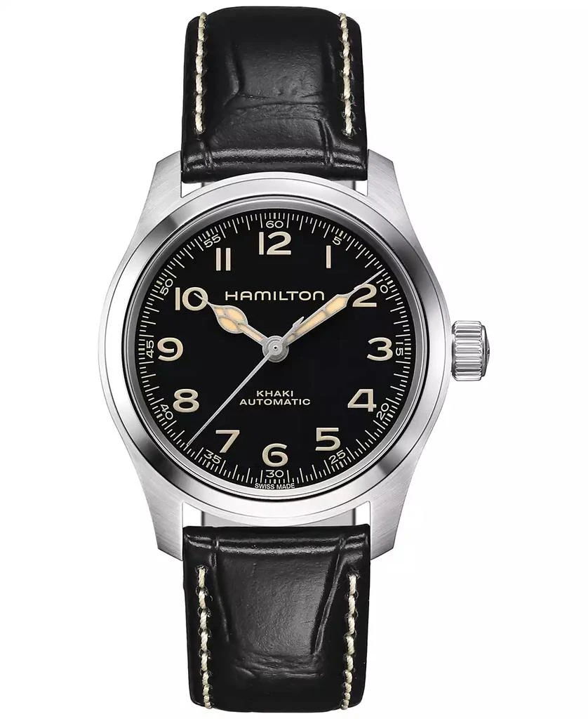 Hamilton Men's Swiss Automatic Khaki Field Murph Black Leather Strap Watch 38mm 1