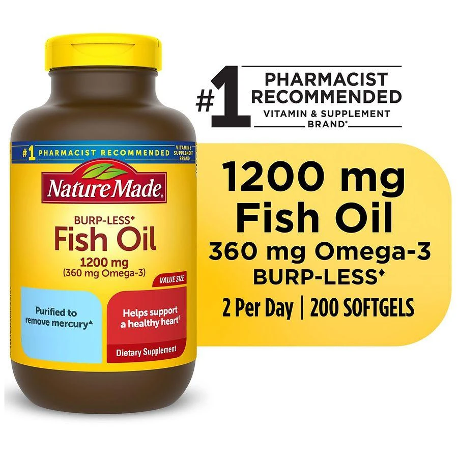 Nature Made Burp Less Fish Oil 1200 mg Softgels 8