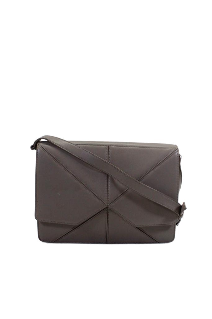 CUSHNIE Womens Leather Silver Tone Flap Crossbody Shoulder Handbag Beige