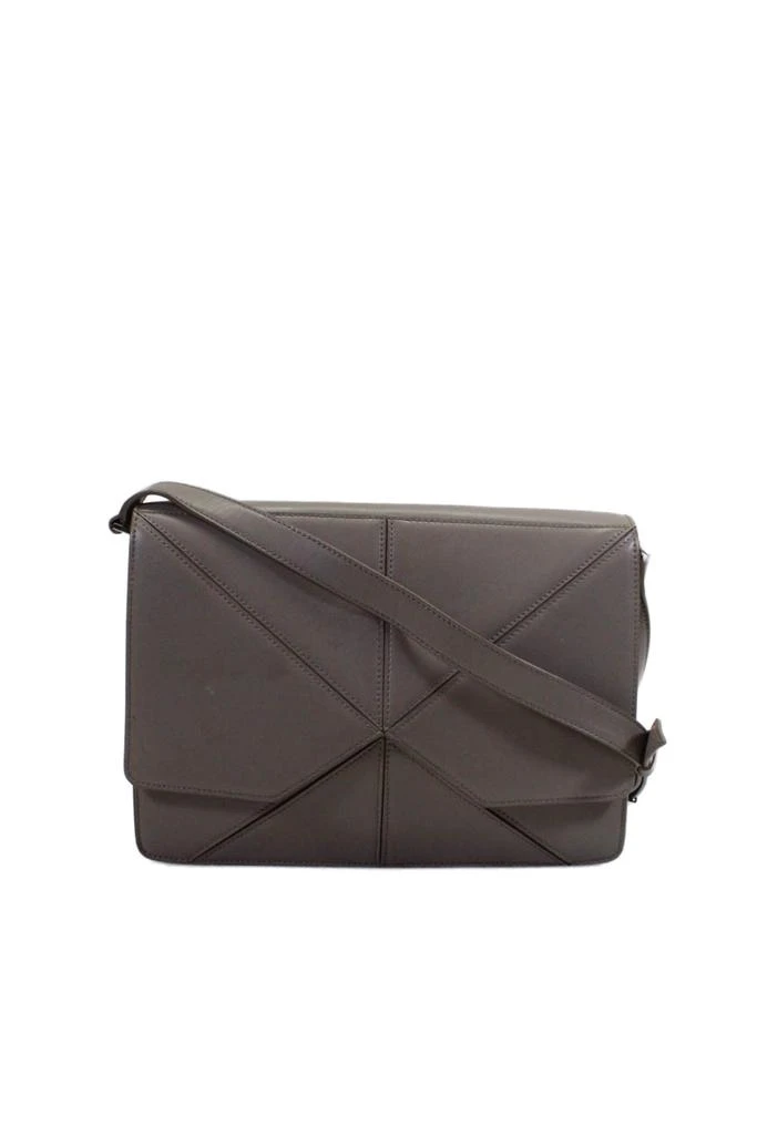 CUSHNIE Womens Leather Silver Tone Flap Crossbody Shoulder Handbag Beige 1