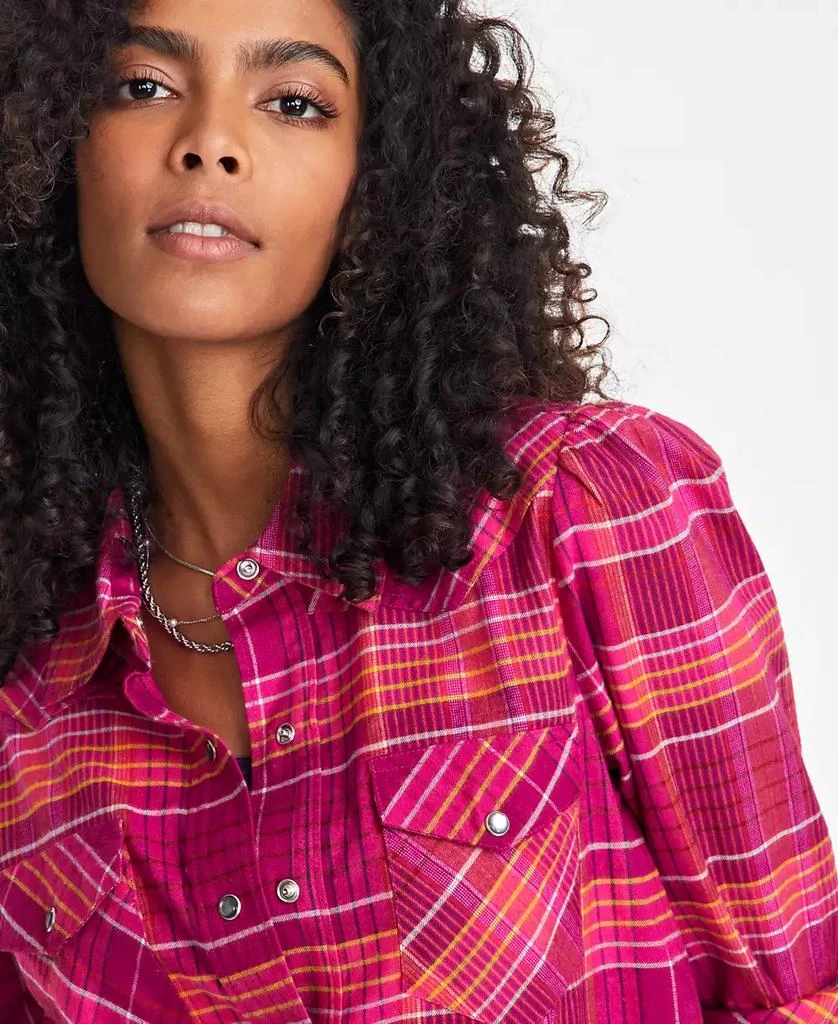 On 34th Women's Plaid Puff Sleeve Flannel Shirt, Exclusively at Macy's 3
