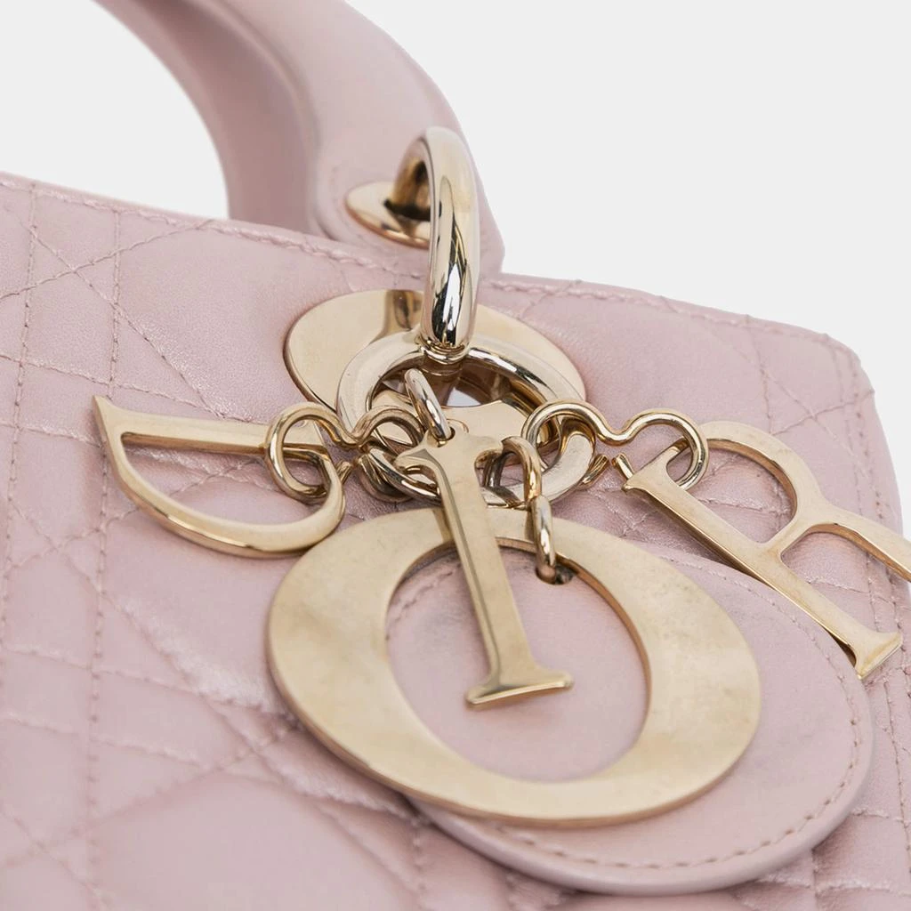 Dior Dior Pink Pearlescent Lambskin Medium Cannage Lady Dior Tote Bag 4