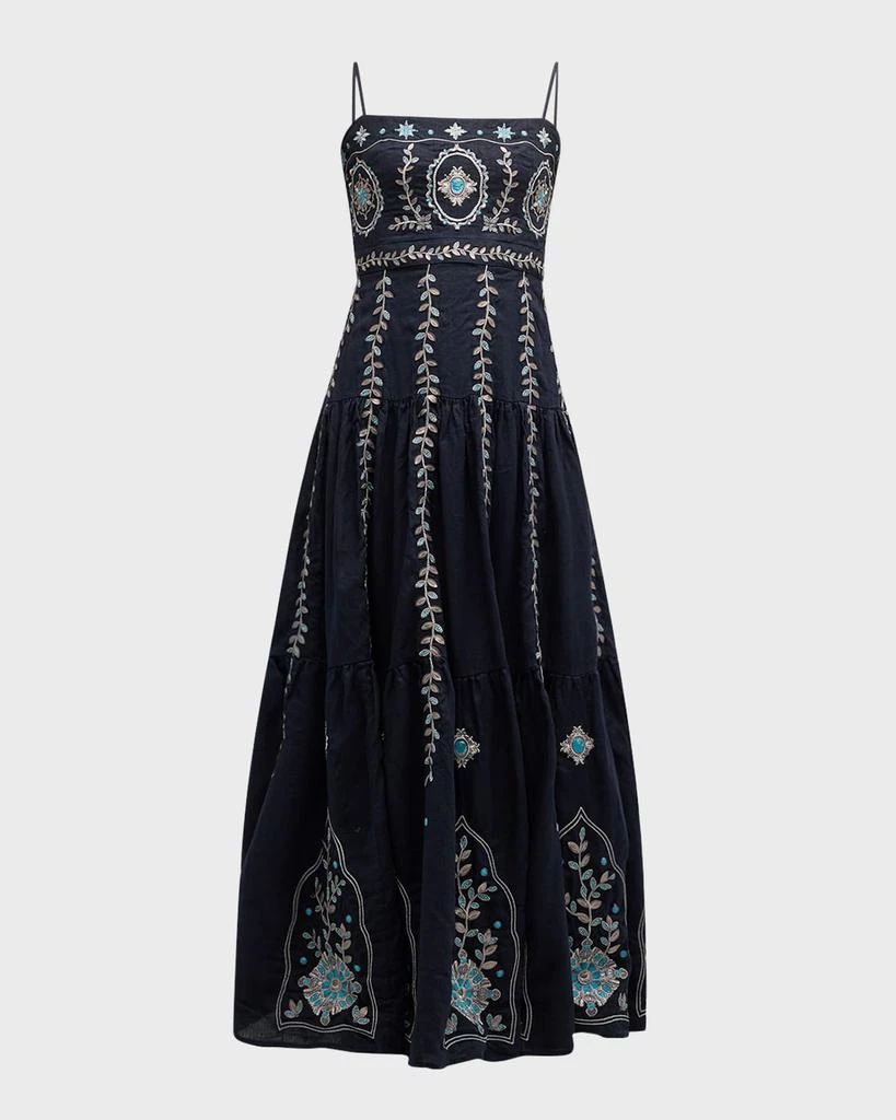 knee length dresses for ladies Agua by Agua Bendita Lima Maxi Gardenia Dress | Floral/Green | Size L main image 1