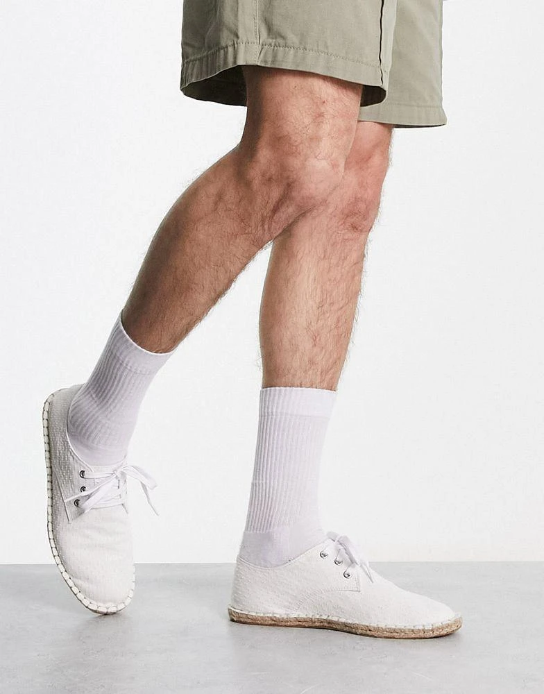 ASOS ASOS DESIGN lace up espadrilles in white textured canvas 1