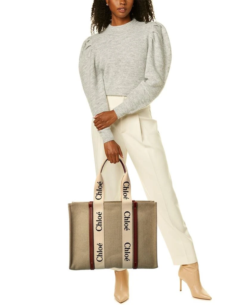 Chloé Woody Large Canvas & Leather Tote 4