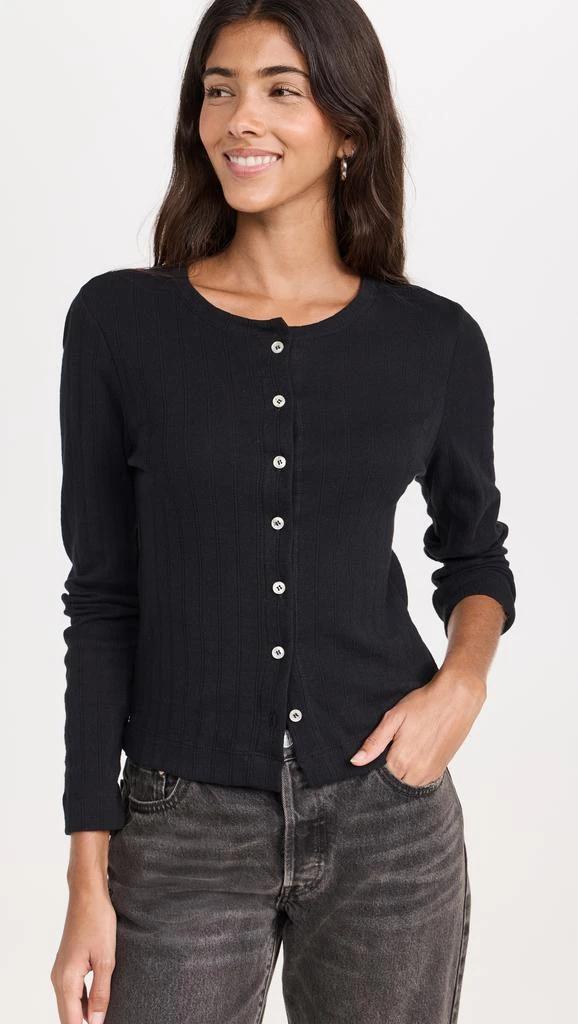 Leset Pointelle Classic Crew Cardigan 1