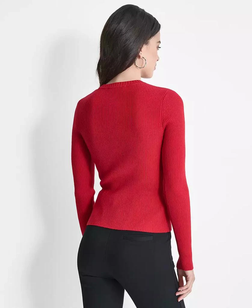 DKNY Women's Ribbed Asymmetrical-Zip Sweater 2
