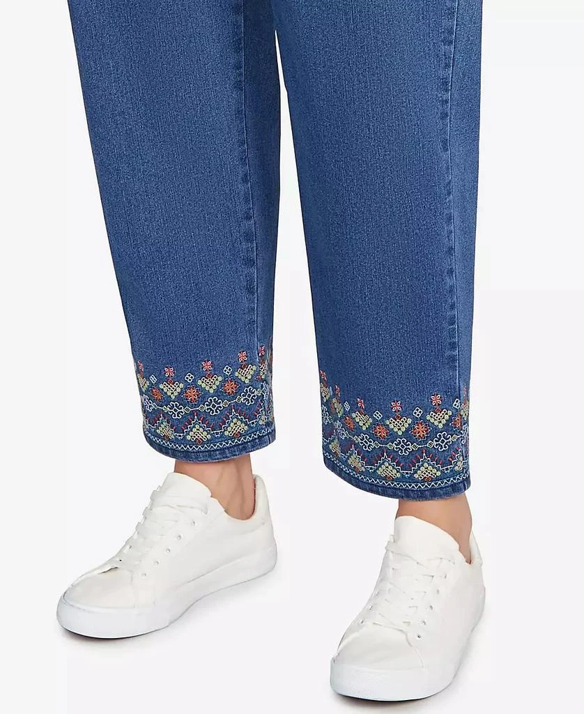 Alfred Dunner Plus Size El Paso Border Fringe Denim Ankle Pants 5