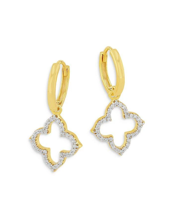Bloomingdale's Diamond Clover Drop Earrings in 14K Yellow Gold, 0.30 tcw