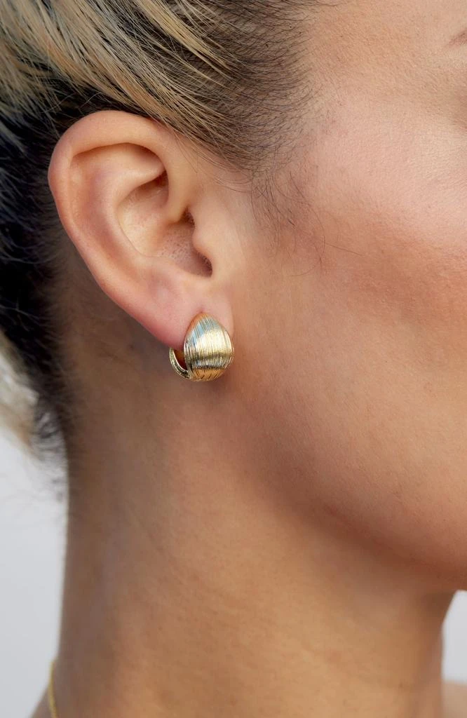 Savvy Cie Jewels GOLD PLATED TEXTURE BALL HUGGIE EARRINGS 2