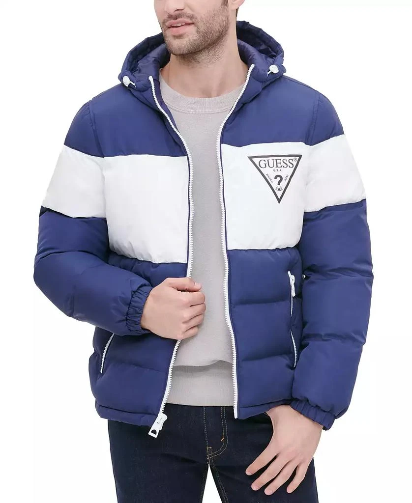 GUESS Men's Colorblock Hooded Puffer Jacket 3
