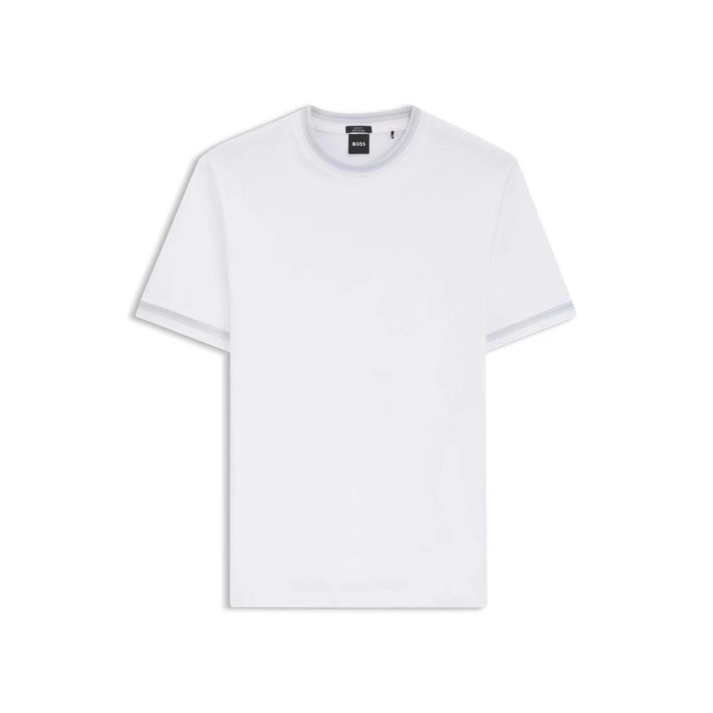 Hugo Boss Contrast-tipping slim-fit T-shirt in mercerised cotton