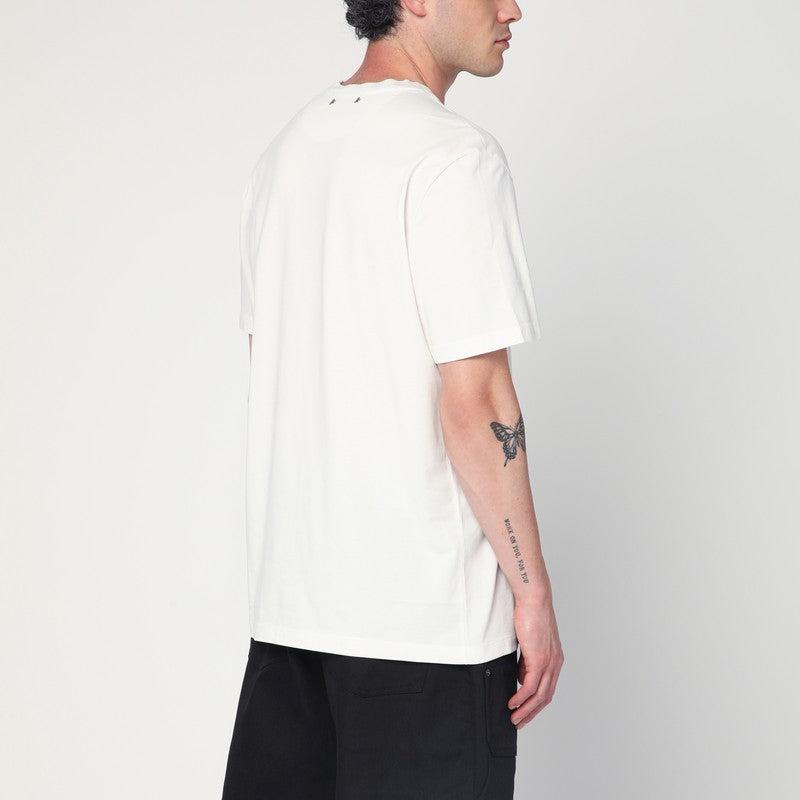 Golden Goose Men's ivory T-Shirt With Logo Print