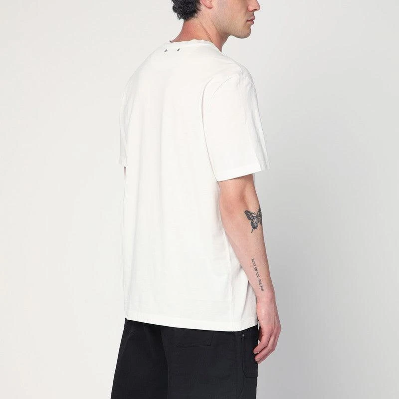 Golden Goose Men's ivory T-Shirt With Logo Print 2