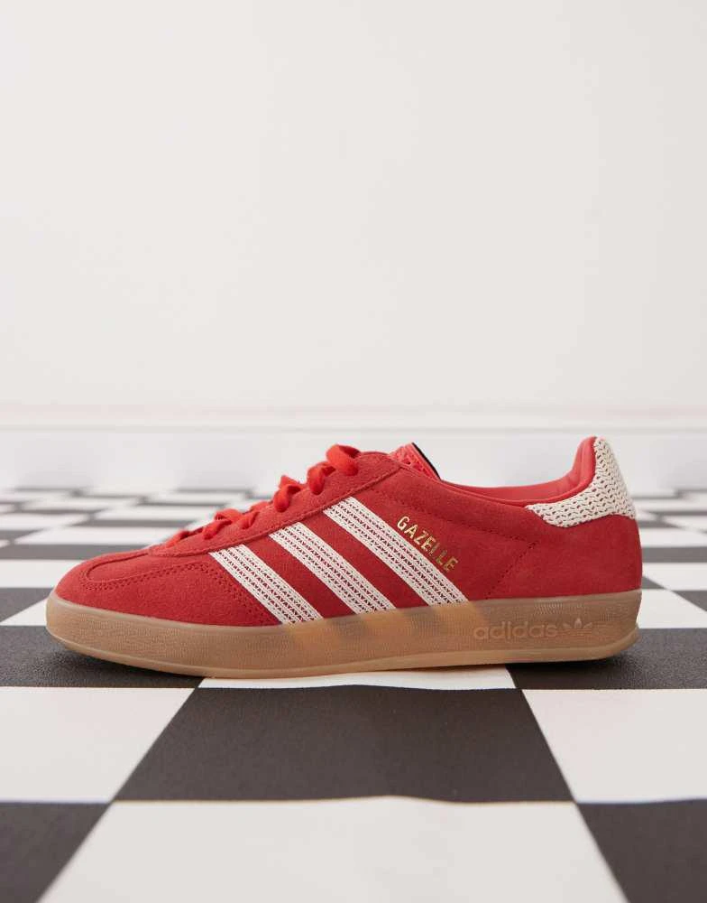 Adidas adidas Originals Gazelle Indoor trainers in red and cream crochet 2