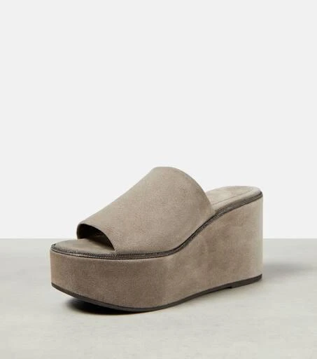 Brunello Cucinelli Suede platform slides 6