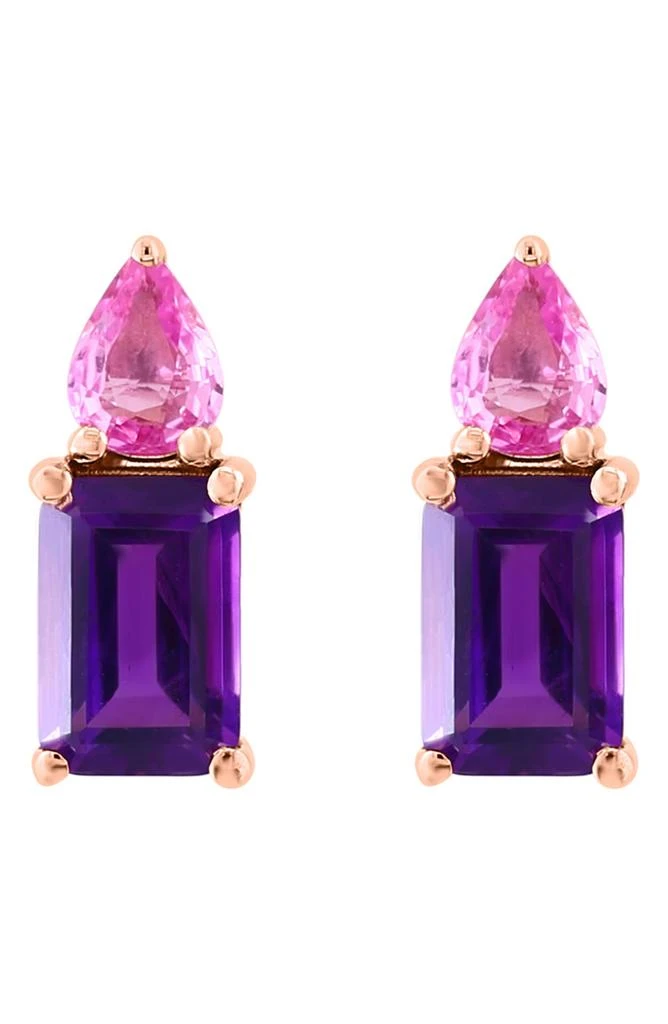 Effy 14K Rose Gold Amethyst & Pink Sapphire Stud Earrings 1