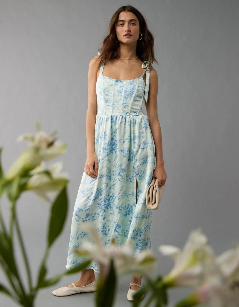 AE AE Corset Tie Strap Floral Midi Dress 1