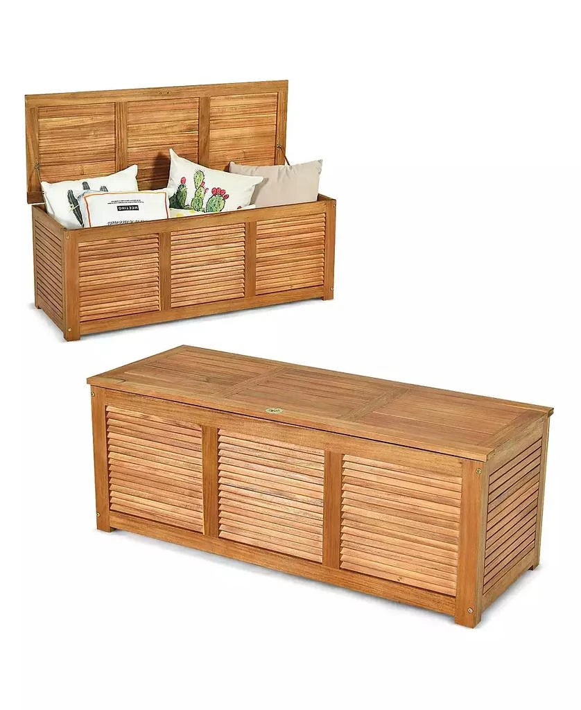GOUUN 47 Gallon Acacia Wood Storage Bench Box for Patio Garden Deck 2