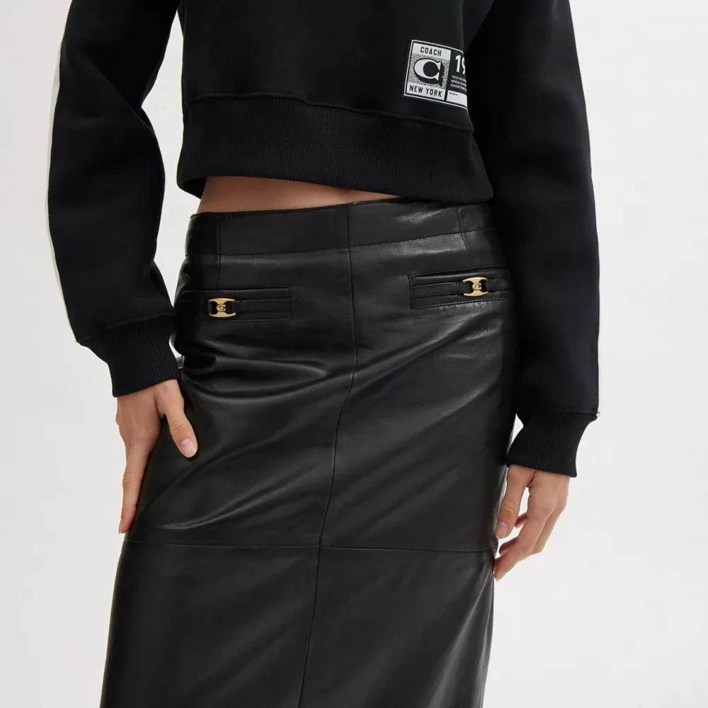 Coach Heritage C Long Leather Skirt 4